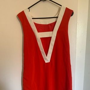 little retro red dress with a plunge back line
